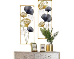 SureDeal® - Muurdecoratie - Goud - Woonkamer - Slaapkamer - Wanddecoratie - 2 Delig - 85x31x5 cm - Wall Art - Wandpanelen