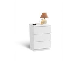 SureDeal® - Nachtkastje 2‑Stuks met Stopcontacten & USB – 3 Lades – Houtlook – Wit – 35×40×59 cm (D×B×H) – Modern Design – Voor Slaapkamer – Bijzetkast Set