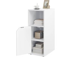 SureDeal® - Nachtkastje - Smal - Open vak - Deur - Ladekastje bed - 25x35x62 cm - Wit