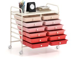 SureDeal® - Nachtkastje - Trolleys - Laden Trolleys - Wielen Grote Werkbanken - Knoppen - 64x38x62 cm - Roze
