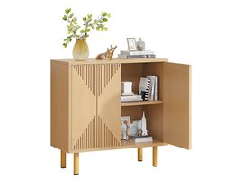 SureDeal® - Opbergkast met 2 deuren & planken - Hout & Metaal - 75×35×80 cm - Geel - Landelijk Moderne