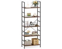 SureDeal® - Opbergrek - Boekenrek - Niveaus Staand Rek - Open Scheidingswand - Metalen - 60x30x160 cm - Bruin