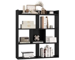 SureDeal® - Open Boekenkast met 7 Kubussen - 80x20x90 cm - Hout - Zwart - Modern Opbergmeubel met Anti-Kantelset