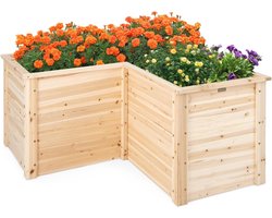 SureDeal® - Plantenbak - Bloempotten voor buiten - Moestuin - Plantenrek - Hout - 120x120x62 cm - Tuinplanten - Plantenbakken voor buiten