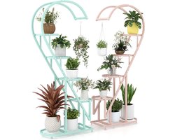 SureDeal® - Plantenrek - Vakkenkast - Hart - Binnen en Buiten - Set-van-2 - 71x30,5x148 cm - Gekleurd - Tuin - Huiskamer - Woonkamer - Dressoir