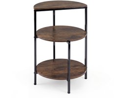 SureDeal® - Salontafel - Rond Salontafeltje - Planken - Metalen Verstelbare Poten - Woonkamer - Slaapkamer - 43x43x63 cm - Koffiebruin