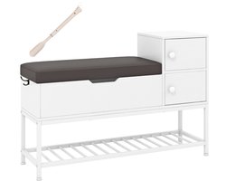 SureDeal® - Schoenenkast - Schoenenbank - Zitplaats Beklede bank - Opbergruimte - 100x30x68 cm - Wit