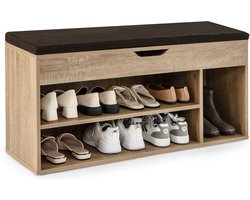 SureDeal® - Schoenenkast - Schoenenrek - Bankje - Garderobe - Hout - Zwart - 104x30x48 cm - Gang - Slaapkamer - Halmeubel