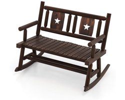 SureDeal® - Schommelbank 2-Zits - 111x85x89 cm - Gecarboniseerd Dennenhout - Rustiek Bruin - Terras & Tuin