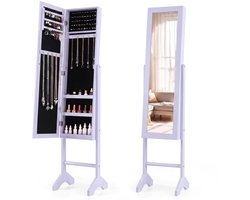 SureDeal® - Sieradenkast - Full length Spiegel - Passpiegel Paars - 35x34x154 cm - Paars