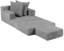 SureDeal® - Slaapbank - Opklapbare Bodembedbank Koraalfleece - Slaapfunctie Boneless - 118x93x48 cm - Grijs