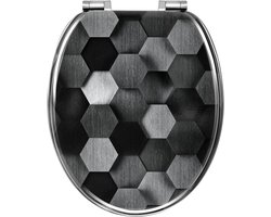 SureDeal® - toiletdeksel - Softclose mechanisme - Vormige toiletbril - Gemaakt MDF - Grijze honingraattechnologie