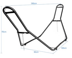 SureDeal® - Tuinmeubel - Hangmat Standaard Zwaar - Kettingen - Haken Weerbestendig Materiaal - 280x90x115 cm - Zwart