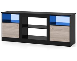 SureDeal® - TV Meubel - Kast - Ledverlichting - Verstelbare Plank - Open Vak - Open Haard Woonkamer - 147x40x60 cm - Donkerbruin