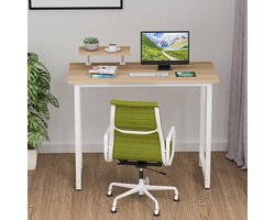 SureDeal® - Verstelbaar Computerbureau - 80x40x75 cm - Hout - Kantoortafel - Eenvoudig Slaapkamerbureau - Moderne Stijl - Beige