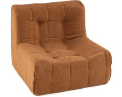SureDeal® - Vloerstoel - Bodensofa Zitzak - Één Stuk Schuim - Teddypluche Bekleding - Sierknopen Lazy Sofa - 86x86x72 cm - Koffiebruin
