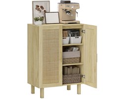SureDeal® - Woonkamerkast met 2 rotan deuren - Houtmelamine - 73×41×102 cm - Naturel - Moderne Scandinavisch