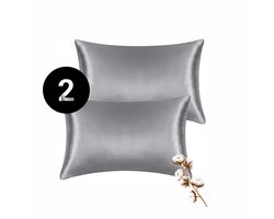 Surreal Living - Satijnen kussensloop - Zijden Zacht Beddengoed - Haarverzorging - Huidverzorging - 2 stuks - Glans Satijn - ZilverGrijs - 50X 70cm