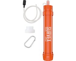 SURVEX Personal Water Filter Straw XL – Filtert 4000L – Waterfilter Survival & Outdoor – BPA-vrij – Noodpakket voor Thuis – Complete Set Waterzuiveringsapparaat – Drinkfles Waterzuivering Outdoor – Waterfles voor Overlevingspakket – Oranje