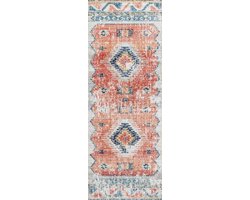 SURYA - NAWEL - Stijlvol boho tapijt - Rood/blauw - Geschikt voor buiten