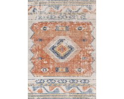 SURYA Nawel vloerkleed outdoor binnen en buiten vintage boho oranje blauw