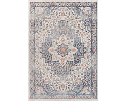SURYA - SELMA - Stijlvol vintage tapijt - Blauw/beige - Geschikt voor buiten