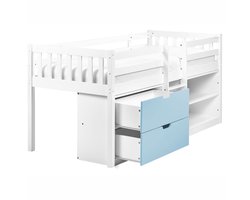 SUSVILLE - Kinderbed - Wit/Blauw - 90 x 200 cm - Rubberhout