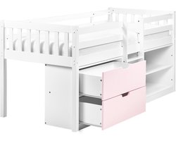 SUSVILLE - Kinderbed - Wit/Roze - 90 x 200 cm - Rubberhout