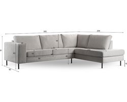 Suzanne 3-zits hoekbank rechts stof - beige