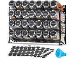 SV Living - Kruidenrek met 28 glazen Potjes - Incl. kruidenpotjes en accessoires - Kruiden Organizer staand en ophangbaar