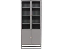 Svea - Noma vitrinekast - 80 x 190 cm - lichtgrijs