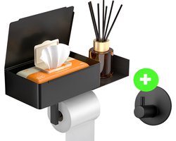 SVENNE® WC Rolhouder met Opbergvak - Toiletrolhouder - Bakje - Zonder Boren- WC Papier Houder - Toilet Papier Houder