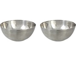 Svenska Living - 2x - Kommetjes/schaaltjes - mat zilver - RVS - D19 x 9.5 cm - serveerschalen