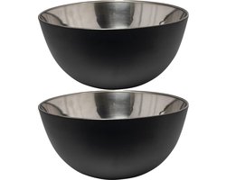 Svenska Living - 2x - Kommetjes/schaaltjes - mat zwart - RVS - D13 x 7 cm - serveerschalen