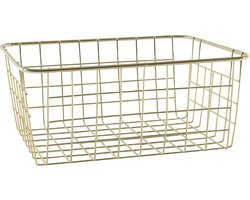 Svenska Living Draadmand - goudkleurig - 28 x 22 x 13 cm - opbergmand - Keukenmandjes/sokkenmandjes