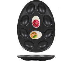 Svenska Living Eierschaal/serveerschaal voor gevulde eieren - zwart - keramiek - 26 x 19 cm - hapjes schaal