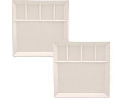 Svenska Living Vakjesbord - 2x stuks - 5-vaks - wit - bord met vakjes - fonduebord - gourmetbord - 24 cm