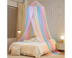 SVG commerce Klamboe bed prinses regenboog baldakijn, bedhemel muggennet bed muggennet vliegennet vliegennet koepelbaldakijn fijnmazig als muggenbescherming voor tweepersoonsbed, eenpersoonsbed, reizen, thuis