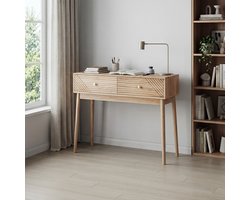 Svintora-Modern Bureau met opbergkast - Walnoot bruin - 2 lades - 100x35x80cm - Voor kantoor en woonkamer - Als sidetable / bijzettafel