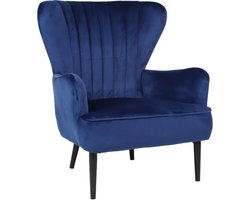 SVITA ARTHUR fauteuil - relaxfauteuil oorfauteuil modern gestoffeerd fluweel donkerblauw