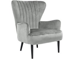 SVITA ARTHUR fauteuil - relaxfauteuil oorfauteuil modern gestoffeerd fluweel grijs