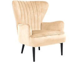 SVITA ARTHUR Wingback Chair - Relaxfauteuil Modern Gestoffeerd Fluweel Bruin