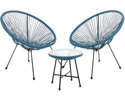 SVITA BALI Balkonmeubelset - Loungeset Relax Egg-Chair Wicker Design Blauw