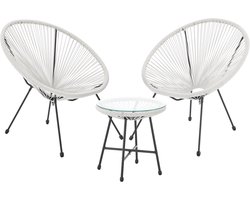 SVITA BALI Balkonmeubelset - Loungeset Relax Egg-Chair Wicker Design Wit