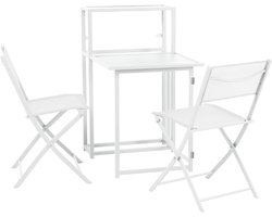 SVITA balkonset ruimtebesparend - balkonmeubel klein balkon opvouwbaar wit