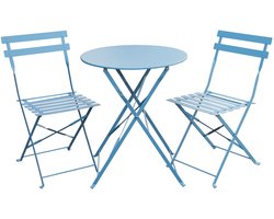 SVITA BERLIN Bistroset - Metalen Zitgroep Balkon Opvouwbare Tafel Stoelen Blauw