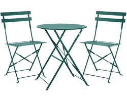 SVITA BERLIN Bistroset - Metalen Zitgroep Balkon Opvouwbare Tafel Stoelen Donkergroen