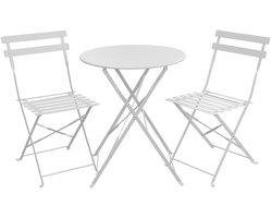 SVITA BERLIN Bistroset - Metalen Zitgroep Balkon Opvouwbare Tafel Stoelen Wit