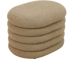 SVITA BLOSSOM S Kruk - met opbergruimte Ottomaanse Bouclé bekleding Lichtbruin