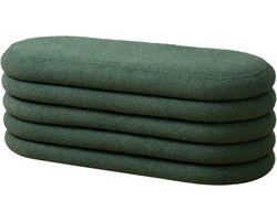 SVITA BLOSSOM XL Kruk - met Opbergruimte Ottomaanse Bouclé Hoes Donkergroen